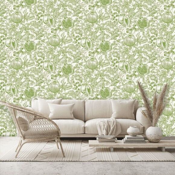 Harlequin Non Woven Wallcovering Wallpaper Melograno 10 M‎ x 52 CM Green Fruits - Picture 9 of 10